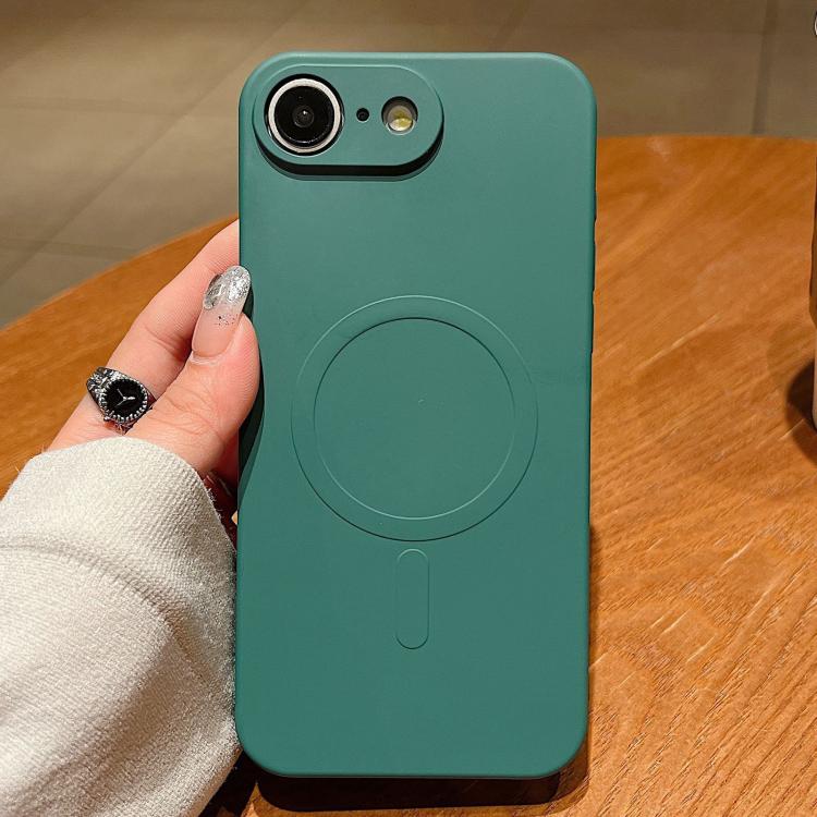 For iPhone 16e Solid Color Liquid Silicone MagSafe Magnetic Phone Case(Dark Green) - iPhone 16e Cases by buy2fix | Online Shopping UK | buy2fix