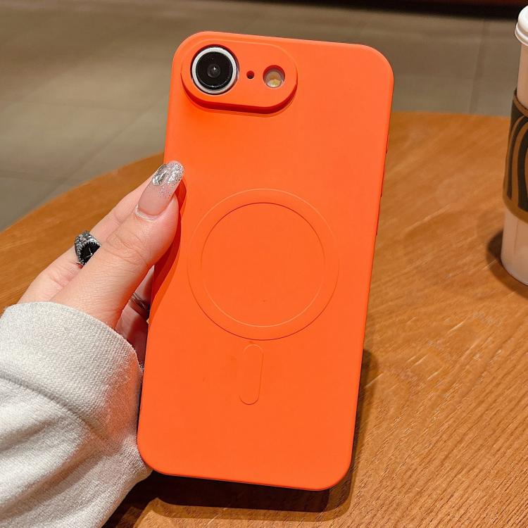 For iPhone 16e Solid Color Liquid Silicone MagSafe Magnetic Phone Case(Orange) - iPhone 16e Cases by buy2fix | Online Shopping UK | buy2fix