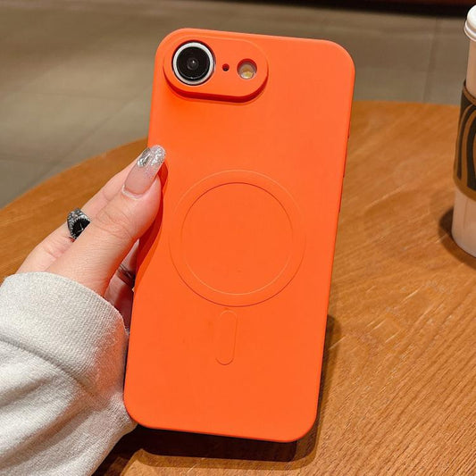 For iPhone 16e Solid Color Liquid Silicone MagSafe Magnetic Phone Case(Orange) - iPhone 16e Cases by buy2fix | Online Shopping UK | buy2fix