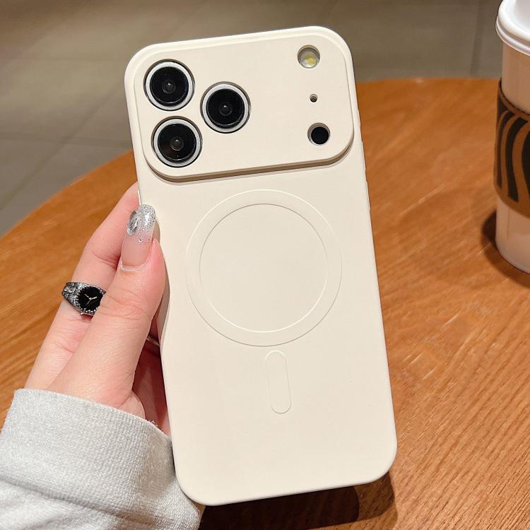 For iPhone 17 Pro Solid Color Liquid Silicone MagSafe Magnetic Phone Case(Antique White) - iPhone 17 Pro Cases by buy2fix | Online Shopping UK | buy2fix