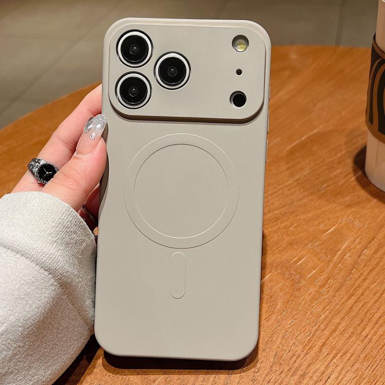 For iPhone 17 Pro Solid Color Liquid Silicone MagSafe Magnetic Phone Case(Grey) - iPhone 17 Pro Cases by buy2fix | Online Shopping UK | buy2fix