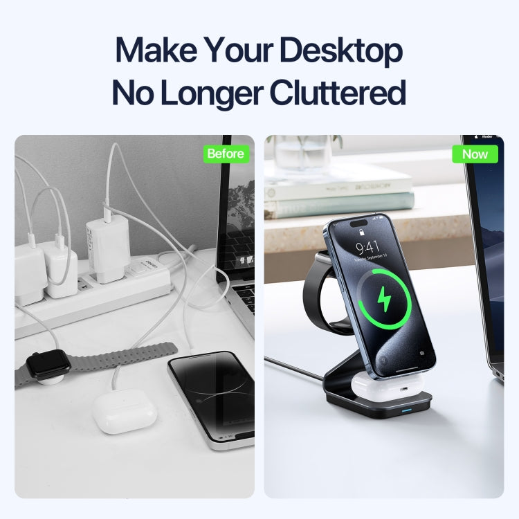 DUZZONA W21 Qi2 15W 3 in 1 Magnetic Wireless Charger Stand(Black) by DUZZONA