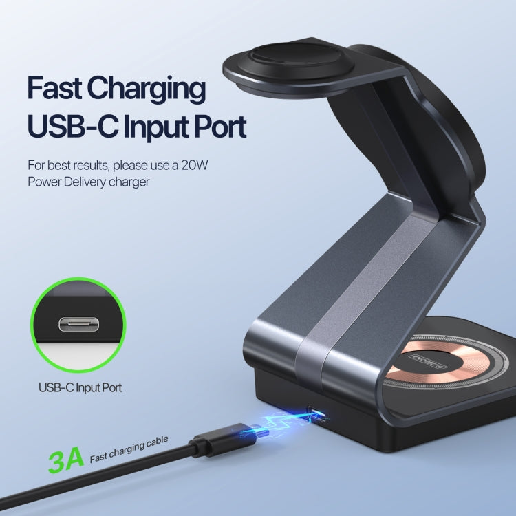 DUZZONA W21 Qi2 15W 3 in 1 Magnetic Wireless Charger Stand(Black) by DUZZONA