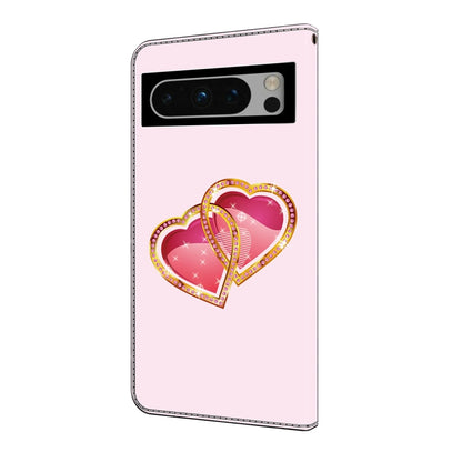 For Google Pixel 9 Pro XL Crystal Painted Leather Phone case(Love Peach) by buy2fix