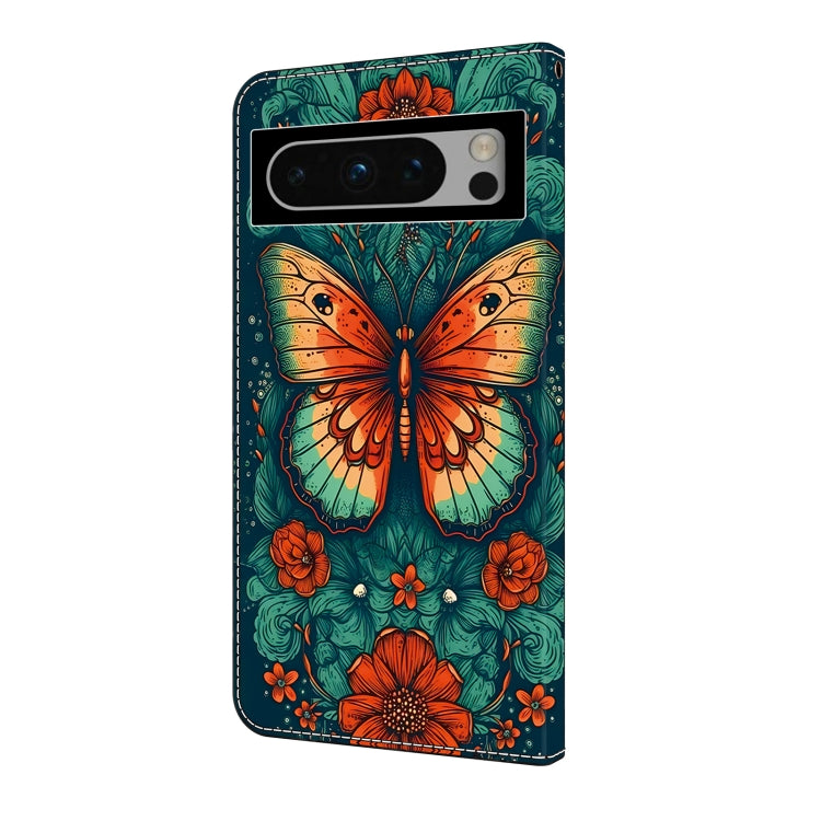 For Google Pixel 9 Pro XL Crystal Painted Leather Phone case(Flower Butterfly) by buy2fix