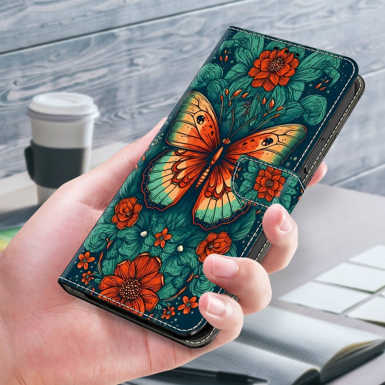 For Google Pixel 9 Pro XL Crystal Painted Leather Phone case(Flower Butterfly) by buy2fix