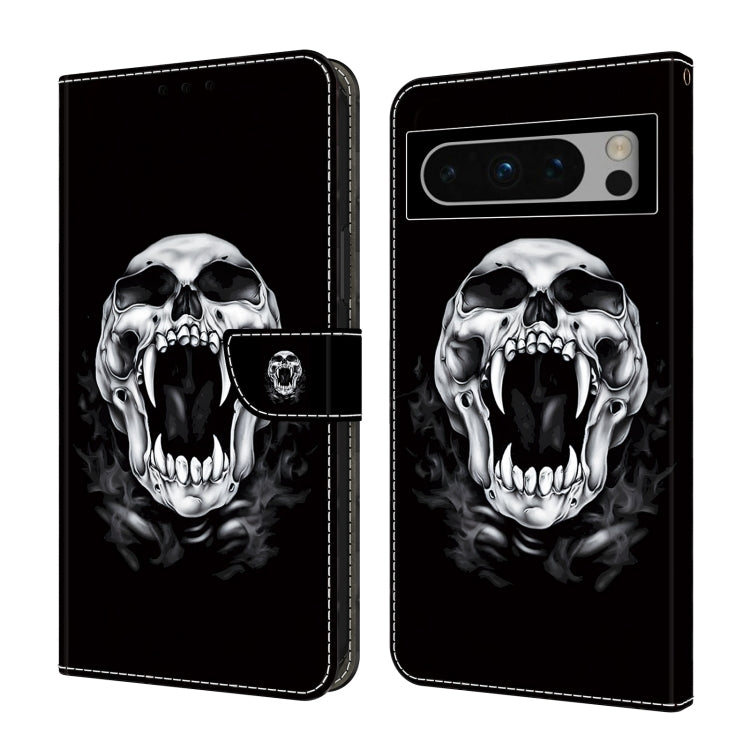 For Google Pixel 9 Pro XL Crystal Painted Leather Phone case(Skull) by buy2fix
