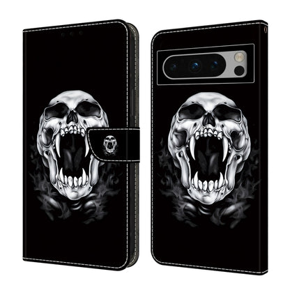 For Google Pixel 9 Pro XL Crystal Painted Leather Phone case(Skull) by buy2fix