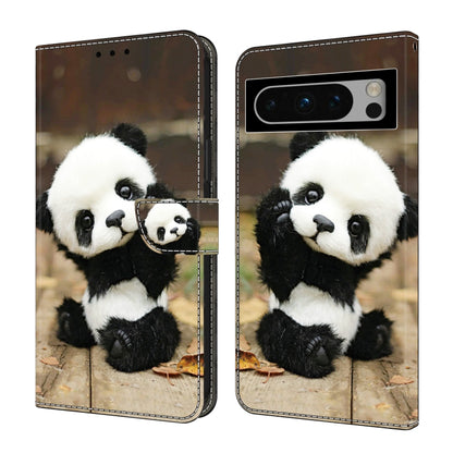 For Google Pixel 9 Pro XL Crystal Painted Leather Phone case(Panda) by buy2fix