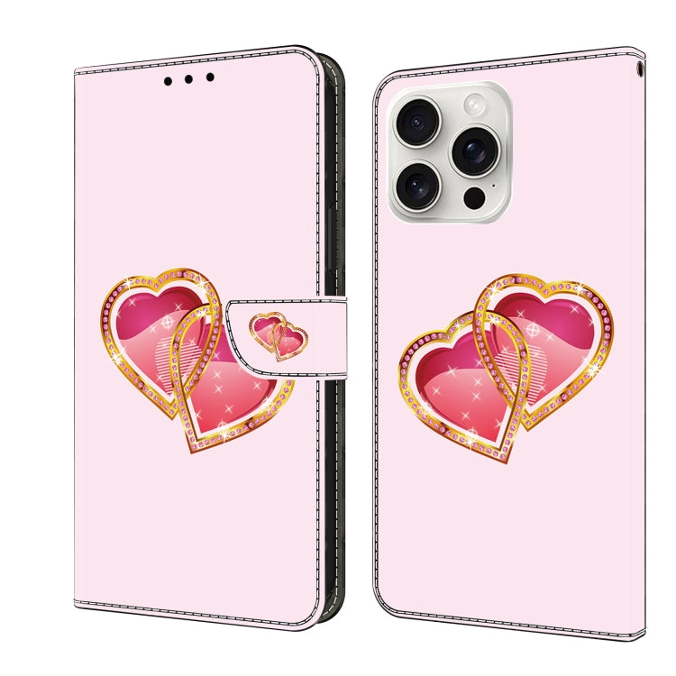 For iPhone 16 Pro Max Crystal Painted Leather Phone case(Love Peach) by buy2fix