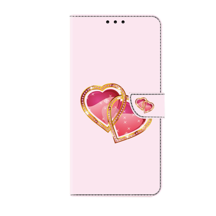 For iPhone 16 Pro Max Crystal Painted Leather Phone case(Love Peach) by buy2fix