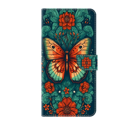 For iPhone 16 Pro Max Crystal Painted Leather Phone case(Flower Butterfly) by buy2fix