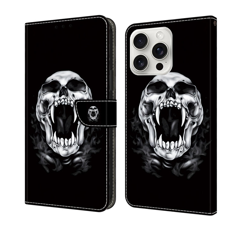 For iPhone 16 Pro Max Crystal Painted Leather Phone case(Skull) by buy2fix