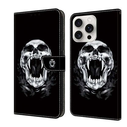 For iPhone 16 Pro Max Crystal Painted Leather Phone case(Skull) by buy2fix