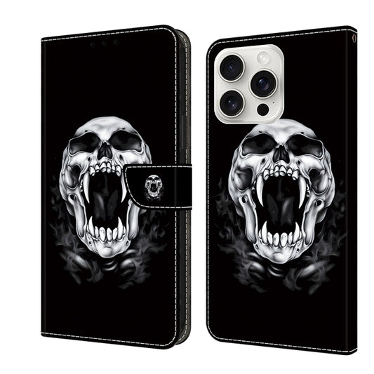 For iPhone 16 Pro Max Crystal Painted Leather Phone case(Skull) by buy2fix