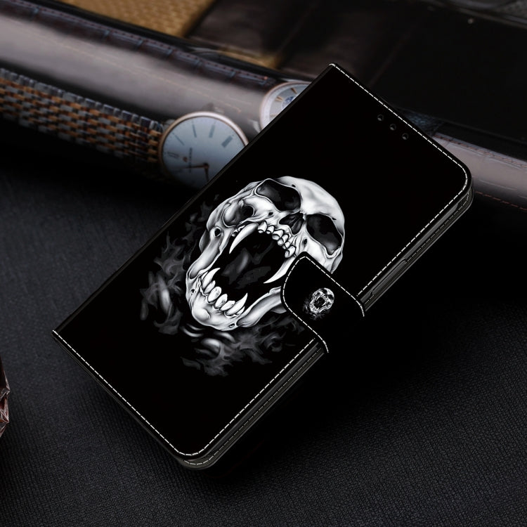 For iPhone 16 Pro Max Crystal Painted Leather Phone case(Skull) by buy2fix