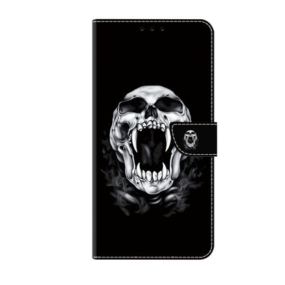For iPhone 16 Pro Max Crystal Painted Leather Phone case(Skull) by buy2fix