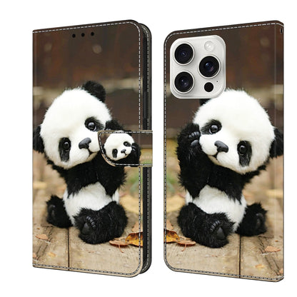For iPhone 16 Pro Max Crystal Painted Leather Phone case(Panda) by buy2fix