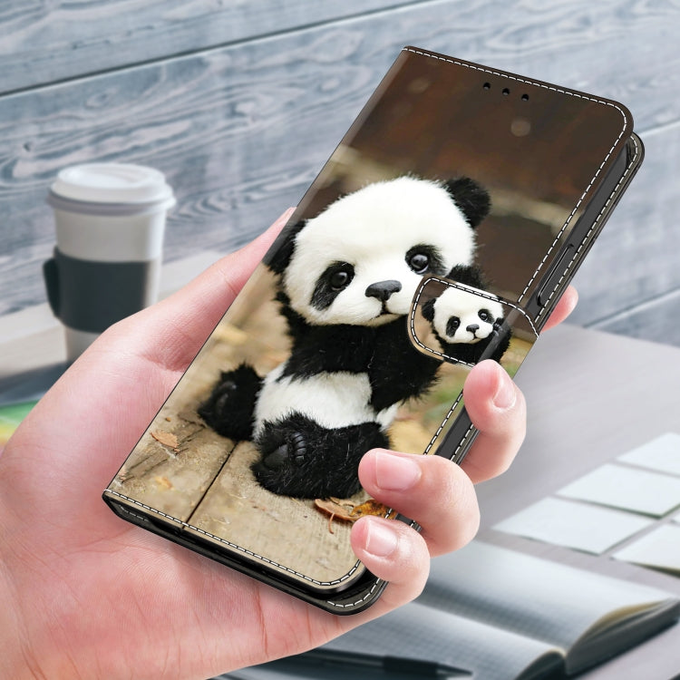 For iPhone 16 Pro Max Crystal Painted Leather Phone case(Panda) by buy2fix