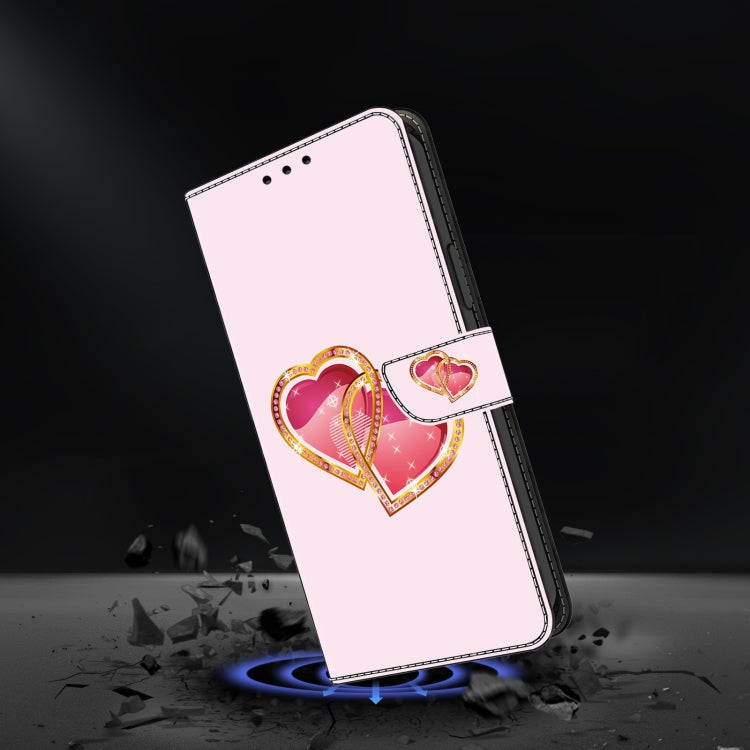 For iPhone 16 Pro Crystal Painted Leather Phone case(Love Peach) - iPhone 16 Pro Cases by buy2fix | Online Shopping UK | buy2fix