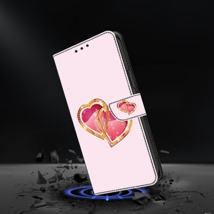 For iPhone 16 Pro Crystal Painted Leather Phone case(Love Peach) - iPhone 16 Pro Cases by buy2fix | Online Shopping UK | buy2fix