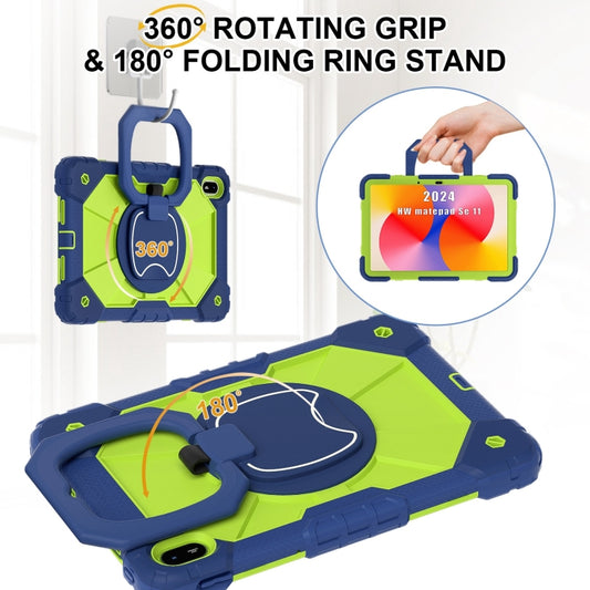 For Huawei Matepad SE 11 2024 Contrast Color Robot Silicone Hybrid PC Tablet Case(Navy Yellow Green) by buy2fix