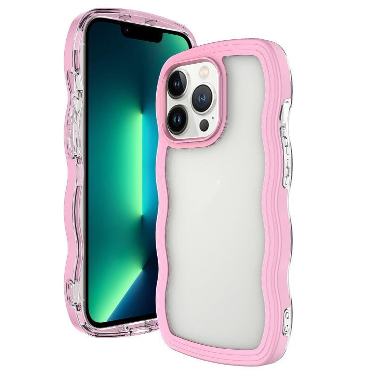 For iPhone 16 Pro Max Candy Color Wave TPU Clear PC Phone Case(Pink) by buy2fix
