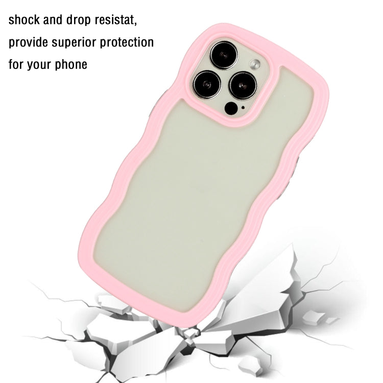 For iPhone 16 Pro Max Candy Color Wave TPU Clear PC Phone Case(Pink) by buy2fix