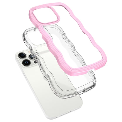 For iPhone 16 Pro Max Candy Color Wave TPU Clear PC Phone Case(Pink) by buy2fix