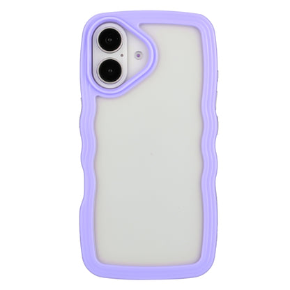 For iPhone 16 Plus Candy Color Wave TPU Clear PC Phone Case(Purple) by buy2fix