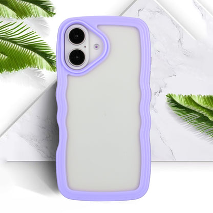 For iPhone 16 Plus Candy Color Wave TPU Clear PC Phone Case(Purple) by buy2fix