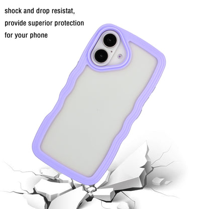 For iPhone 16 Plus Candy Color Wave TPU Clear PC Phone Case(Purple) by buy2fix