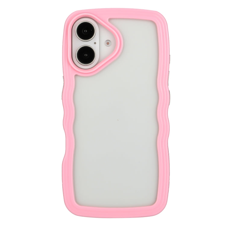 For iPhone 16 Plus Candy Color Wave TPU Clear PC Phone Case(Pink) by buy2fix