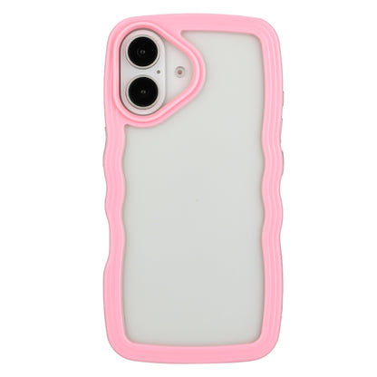 For iPhone 16 Plus Candy Color Wave TPU Clear PC Phone Case(Pink) by buy2fix