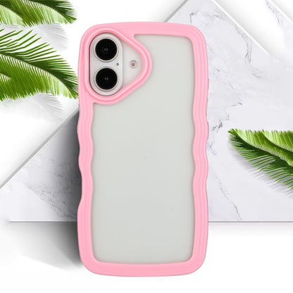 For iPhone 16 Plus Candy Color Wave TPU Clear PC Phone Case(Pink) by buy2fix
