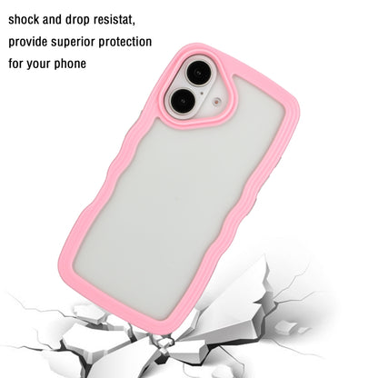For iPhone 16 Plus Candy Color Wave TPU Clear PC Phone Case(Pink) by buy2fix