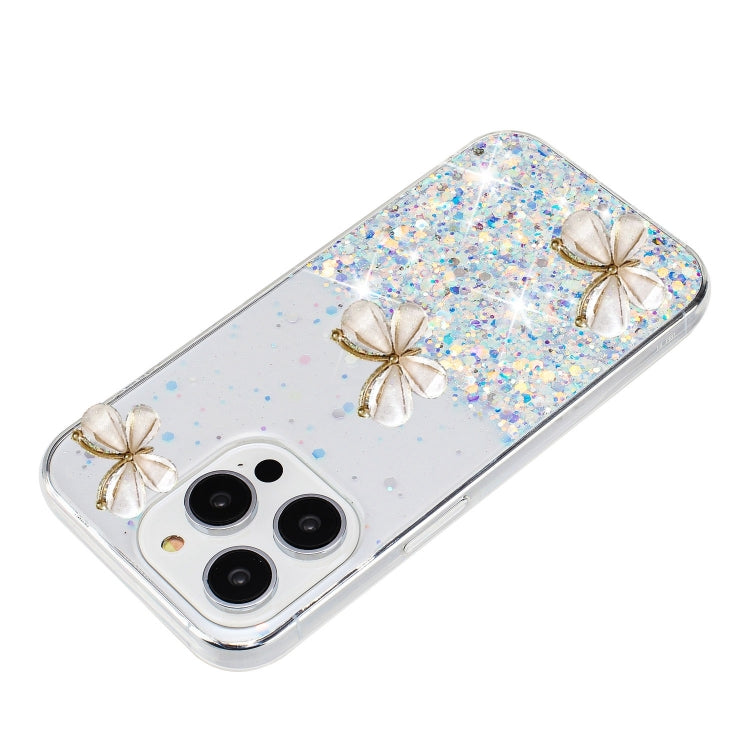 For iPhone 16 Pro Luminous Starry Sky Glitter Butterfly TPU Phone Case(White) by buy2fix