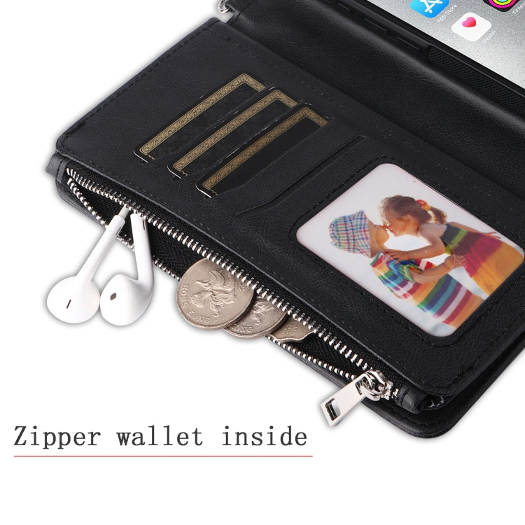 For iPhone 16 Pro Max Solid Color 2 in 1 Zipper Shockproof Phone Case(Black) by buy2fix