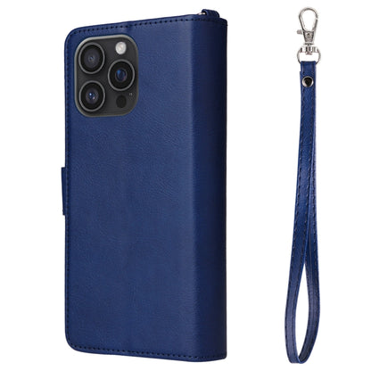 For iPhone 16 Pro Max Solid Color 2 in 1 Zipper Shockproof Phone Case(Blue) by buy2fix