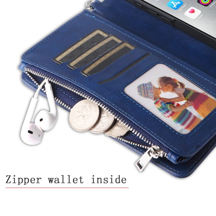 For iPhone 16 Pro Max Solid Color 2 in 1 Zipper Shockproof Phone Case(Blue) by buy2fix