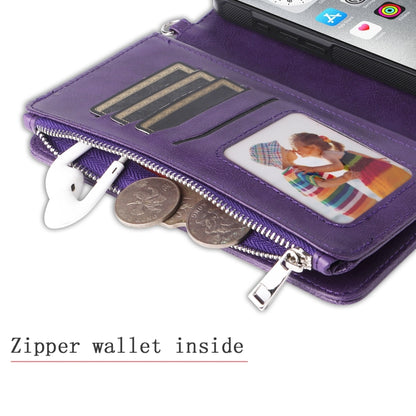 For iPhone 16 Pro Max Solid Color 2 in 1 Zipper Shockproof Phone Case(Purple) by buy2fix