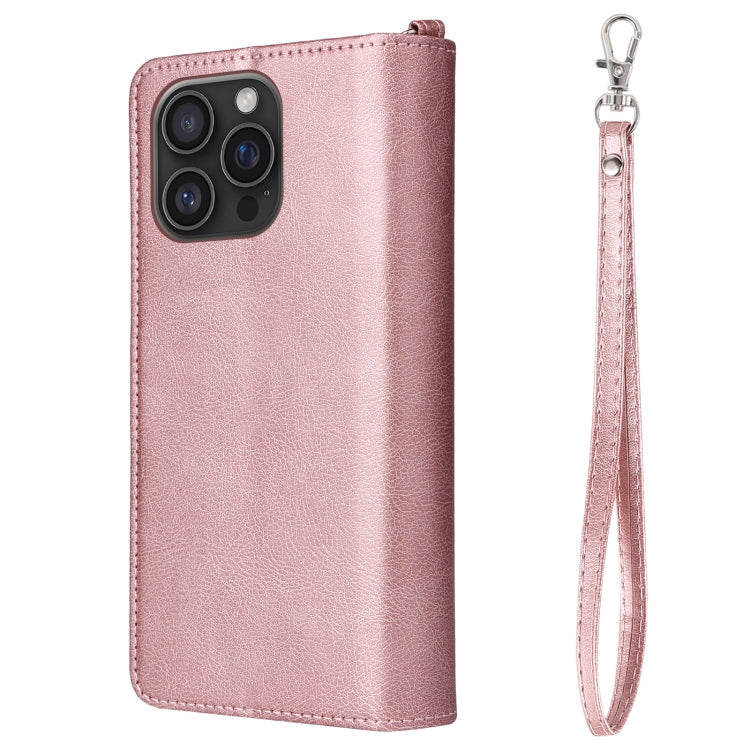 For iPhone 16 Pro Max Solid Color 2 in 1 Zipper Shockproof Phone Case(Rose Gold) by buy2fix