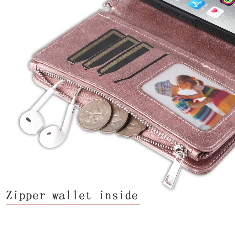 For iPhone 16 Pro Max Solid Color 2 in 1 Zipper Shockproof Phone Case(Rose Gold) by buy2fix