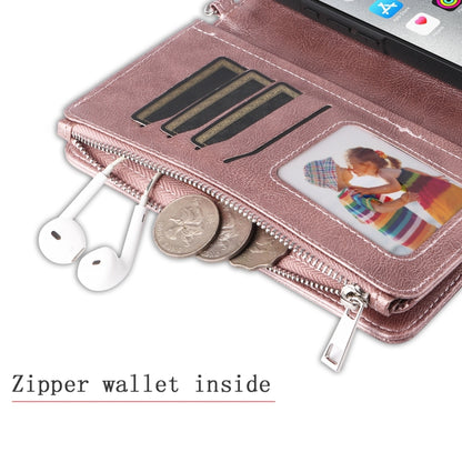 For iPhone 16 Pro Max Solid Color 2 in 1 Zipper Shockproof Phone Case(Rose Gold) by buy2fix