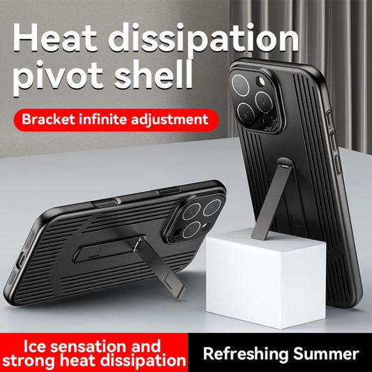 For iPhone 16 Pro Max Extraordinary Cooling Holder Phone Case(Dark Purple) by buy2fix