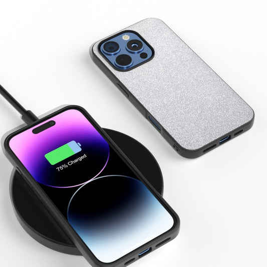 For iPhone 16 Pro Black Frame Glitter Shockproof Phone Case(Silver) by buy2fix