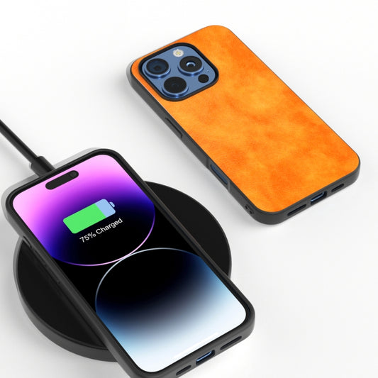 For iPhone 16 Pro Dual Color Lichi Texture PU Phone Case(Orange) by buy2fix