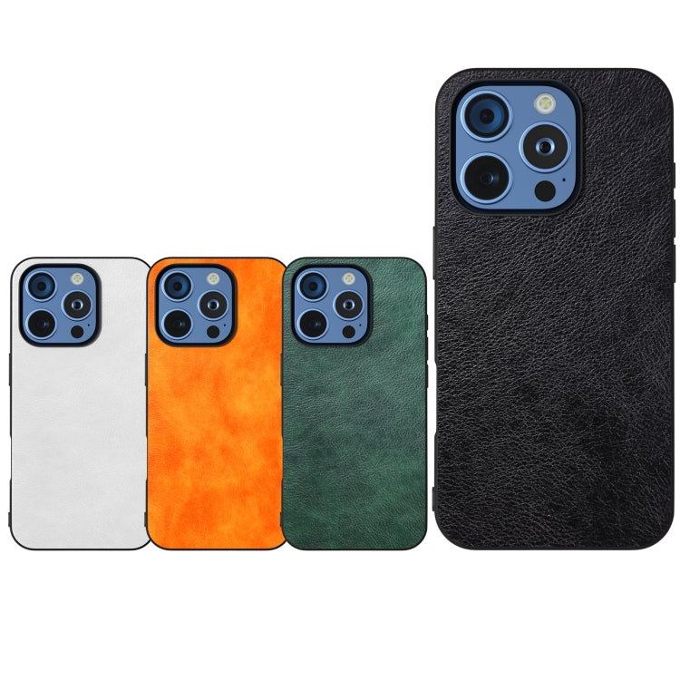 For iPhone 16 Pro Dual Color Lichi Texture PU Phone Case(Orange) by buy2fix