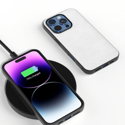 For iPhone 16 Pro Dual Color Lichi Texture PU Phone Case(White) by buy2fix