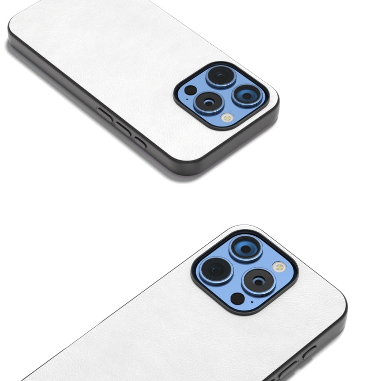 For iPhone 16 Pro Max Dual Color Lichi Texture PU Phone Case(White) by buy2fix